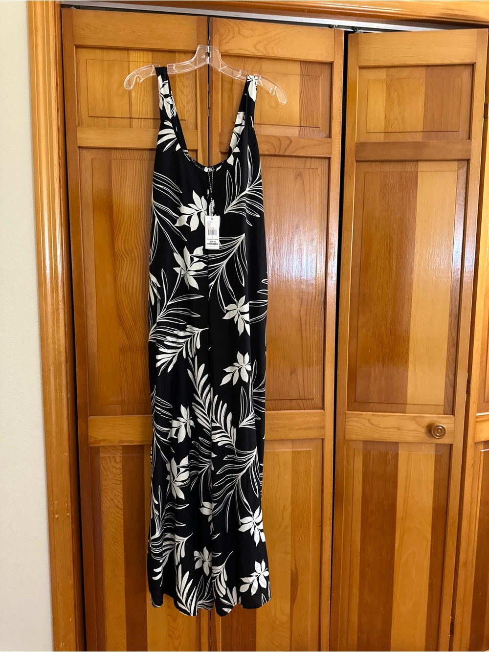 Black & White Floral Scoop-Neck Jumpsuit by